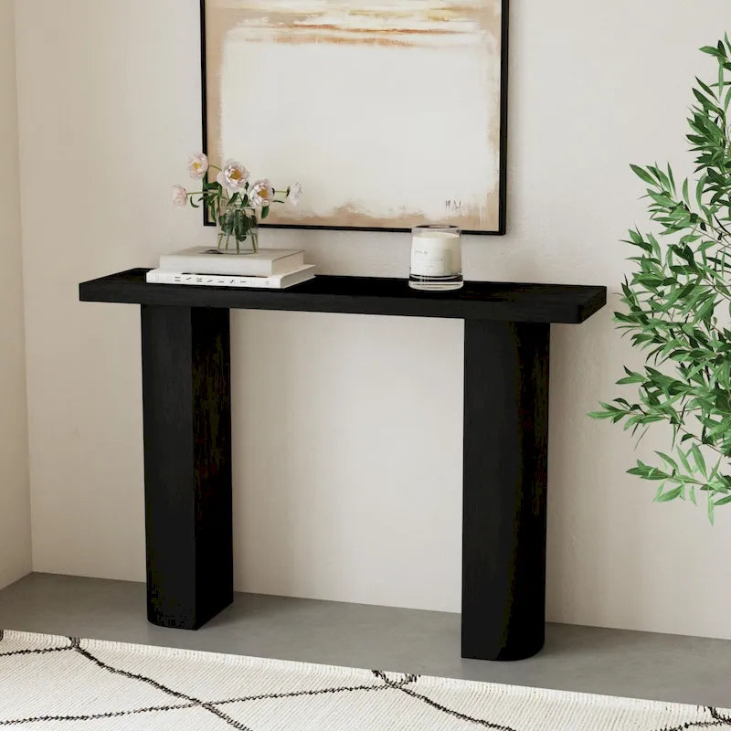 Console demi-lune en bois de manguier