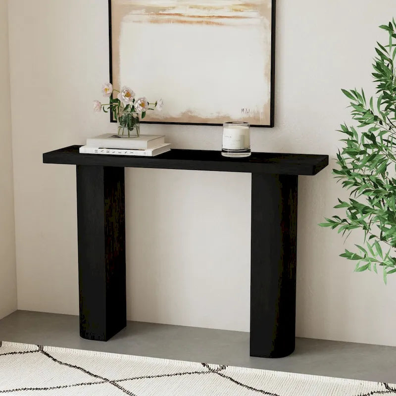 Console demi-lune en bois de manguier