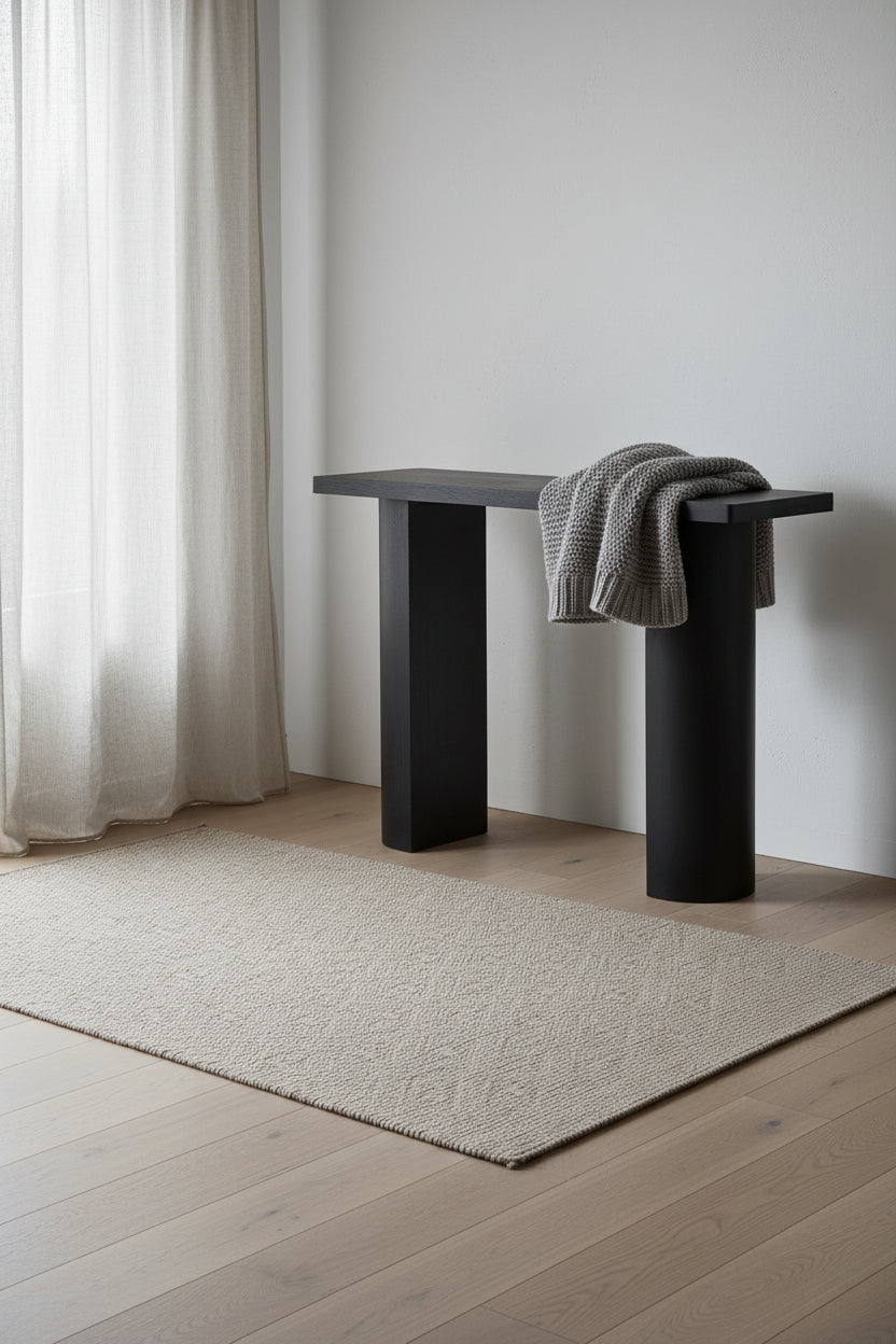 Console demi-lune en bois de manguier
