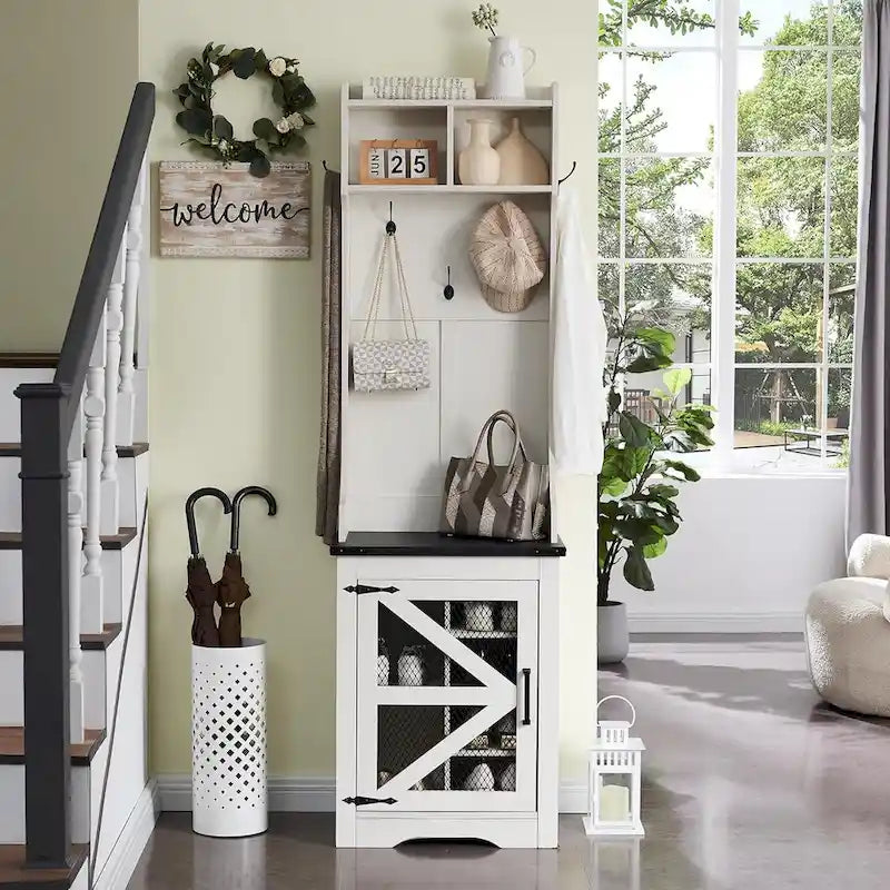 Banc d'entrée de ferme large de 23 pouces avec porte-manteau, meuble d'entrée