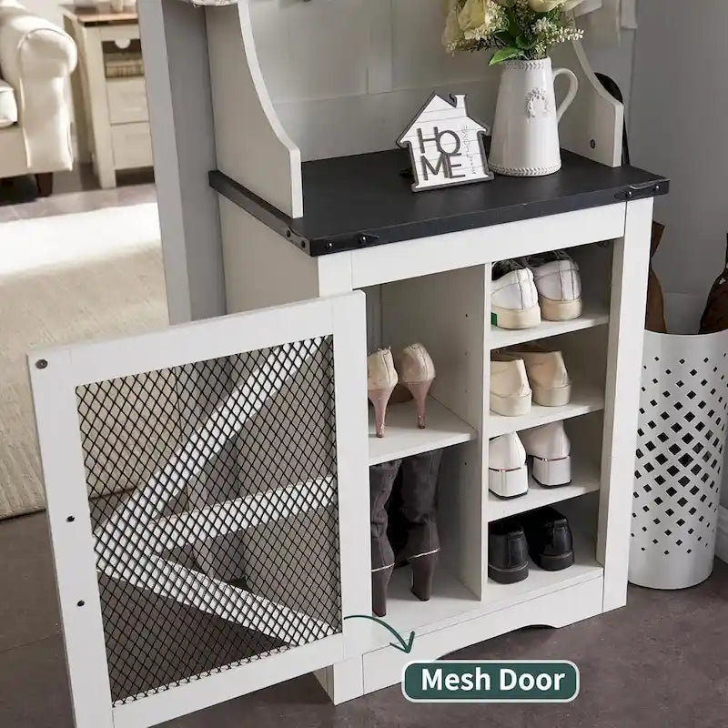 Banc d'entrée de ferme large de 23 pouces avec porte-manteau, meuble d'entrée