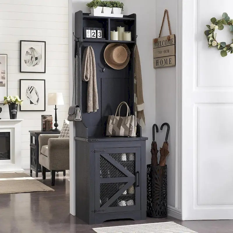 Banc d'entrée de ferme large de 23 pouces avec porte-manteau, meuble d'entrée
