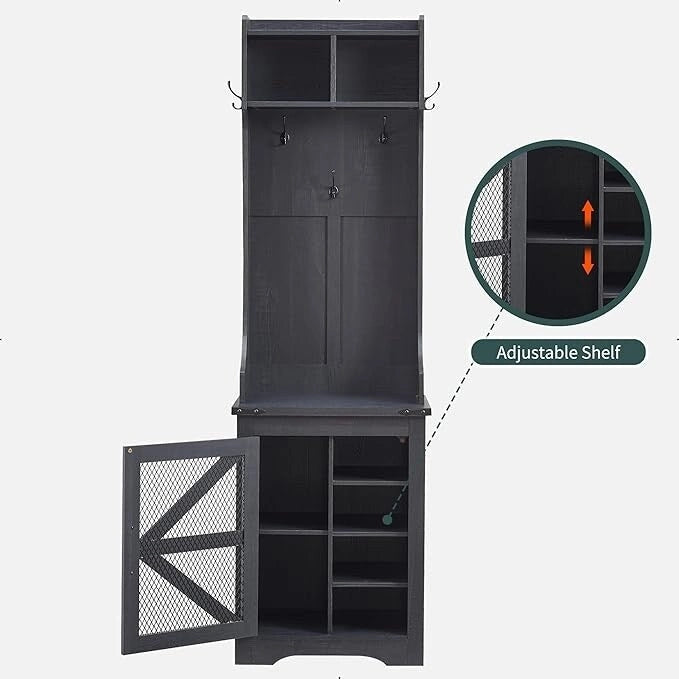 Banc d'entrée de ferme large de 23 pouces avec porte-manteau, meuble d'entrée