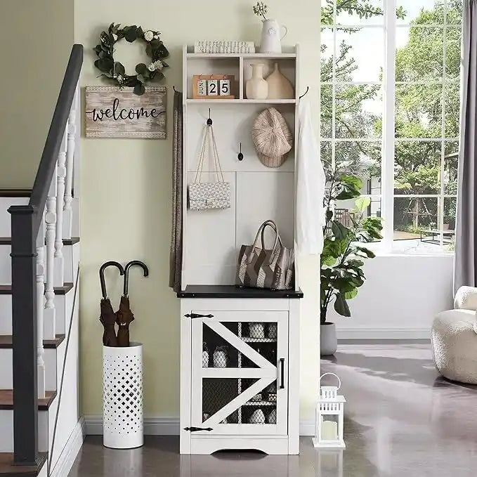 Banc d'entrée de ferme large de 23 pouces avec porte-manteau, meuble d'entrée