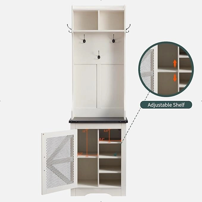 Banc d'entrée de ferme large de 23 pouces avec porte-manteau, meuble d'entrée