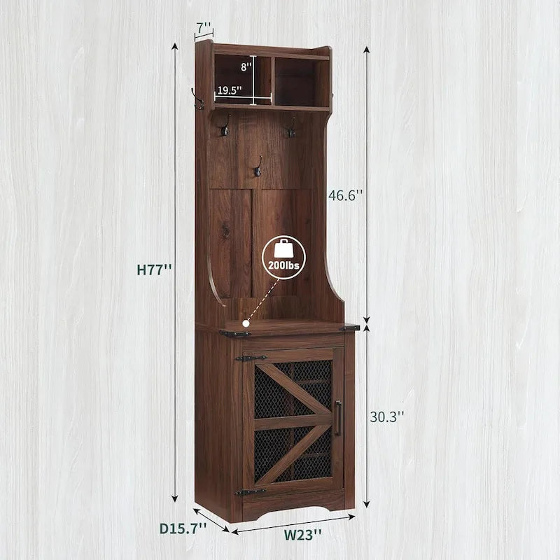 Banc d'entrée de ferme large de 23 pouces avec porte-manteau, meuble d'entrée