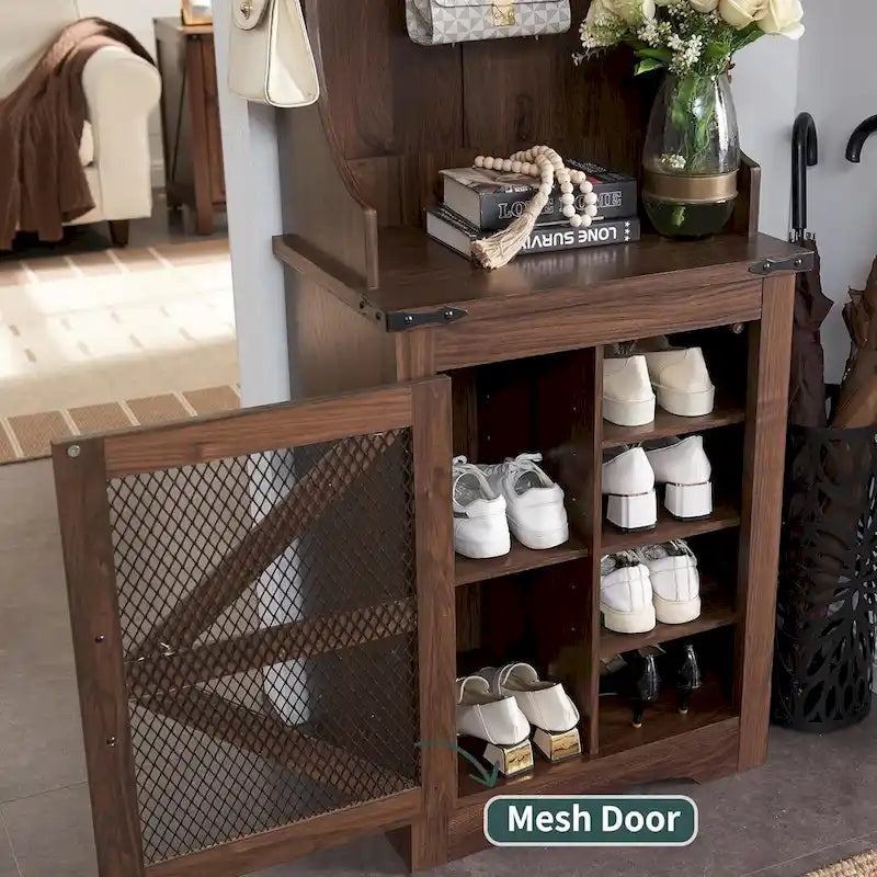 Banc d'entrée de ferme large de 23 pouces avec porte-manteau, meuble d'entrée