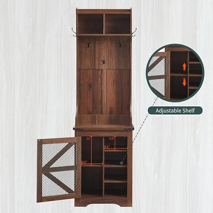 Banc d'entrée de ferme large de 23 pouces avec porte-manteau, meuble d'entrée