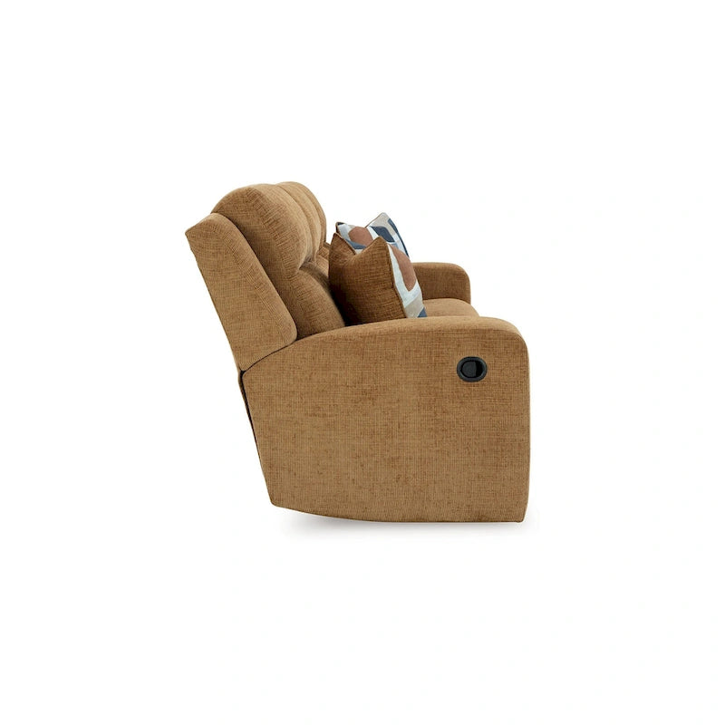 Canapé Inclinable Manuel, Polyester Marron Camel, 2 Coussins, 86 Pouces