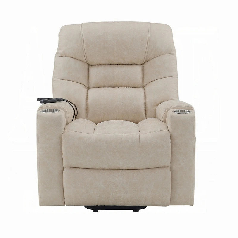 Fauteuil inclinable électrique releveur avec massage chauffant, similicuir gris
