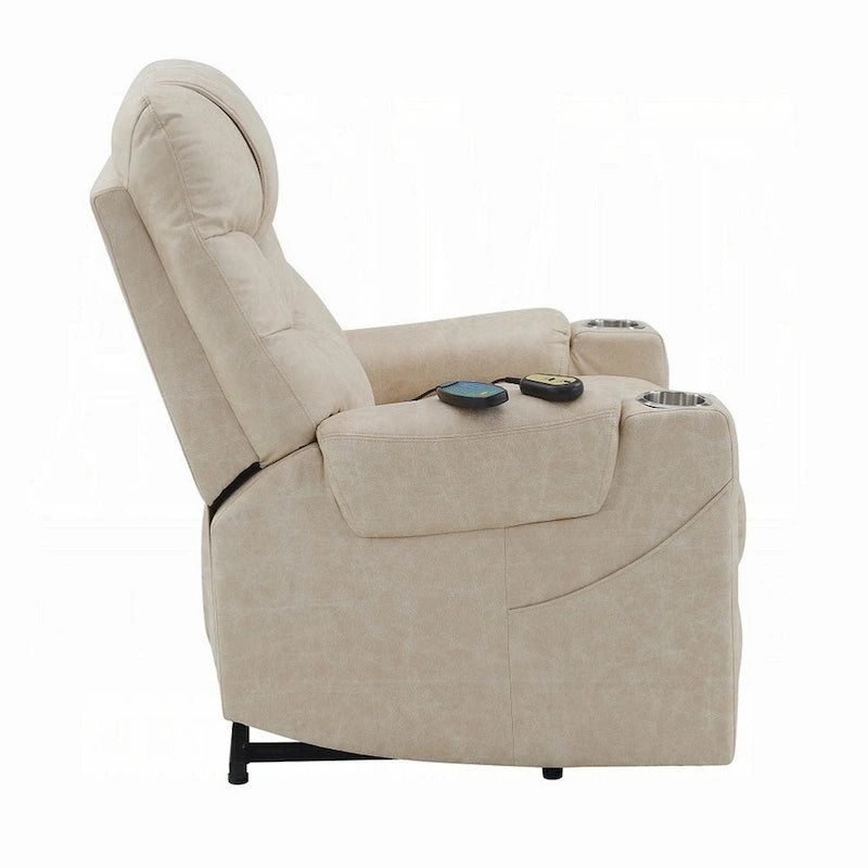 Fauteuil inclinable électrique releveur avec massage chauffant, similicuir gris