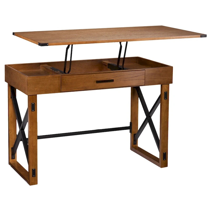 Bureau en pin vieilli à hauteur réglable