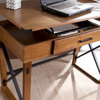 Bureau en pin vieilli à hauteur réglable