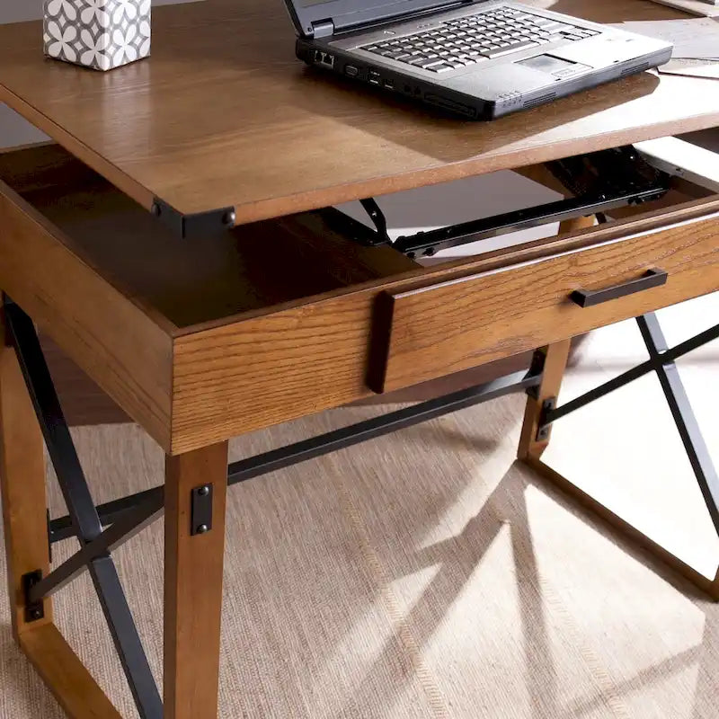 Bureau en pin vieilli à hauteur réglable