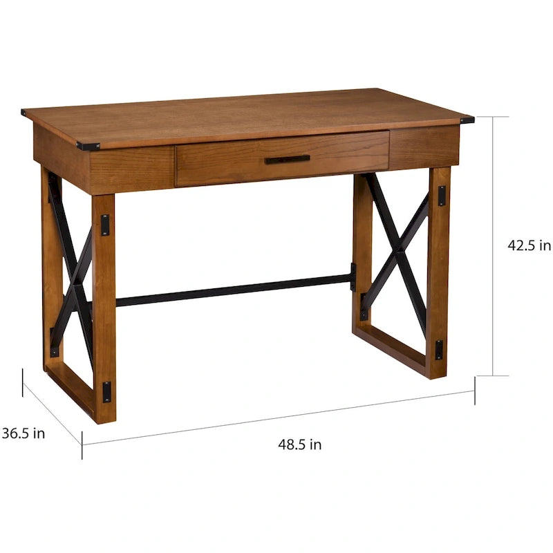 Bureau en pin vieilli à hauteur réglable