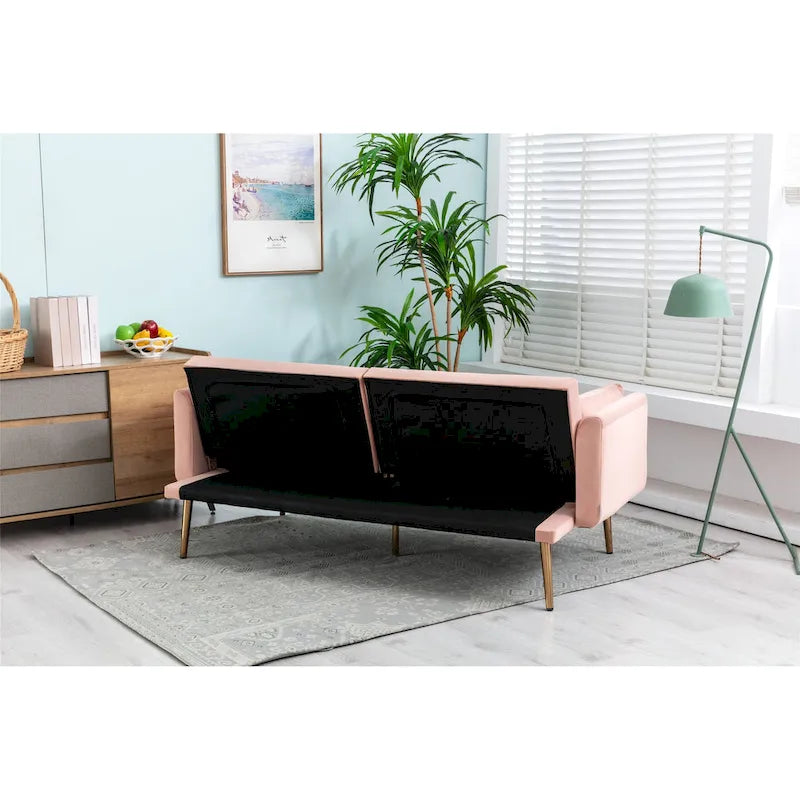 Causeuse convertible en velours avec fonction lit