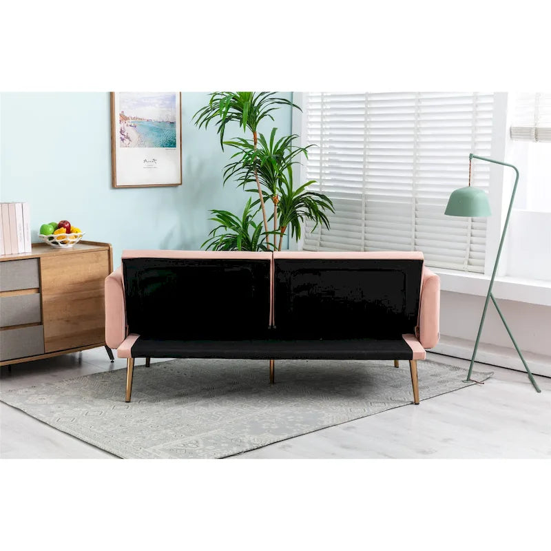 Causeuse convertible en velours avec fonction lit