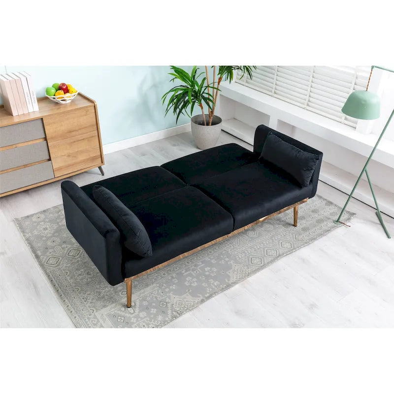 Causeuse convertible en velours avec fonction lit
