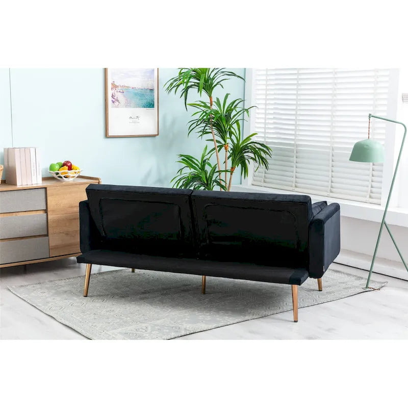 Causeuse convertible en velours avec fonction lit
