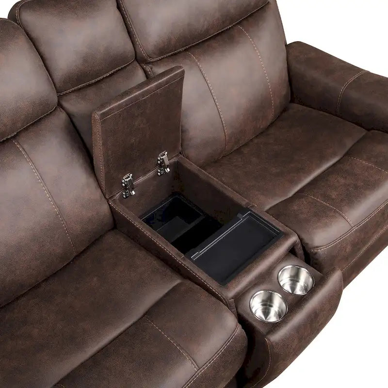 Causeuse inclinable électrique avec console en similicuir