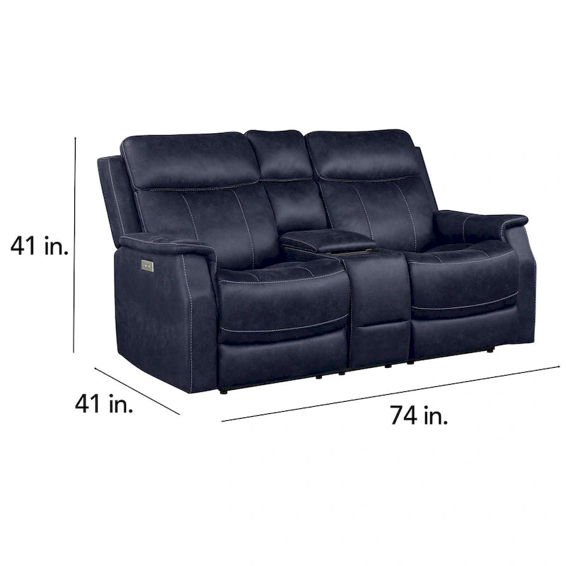 Causeuse inclinable électrique avec console en similicuir