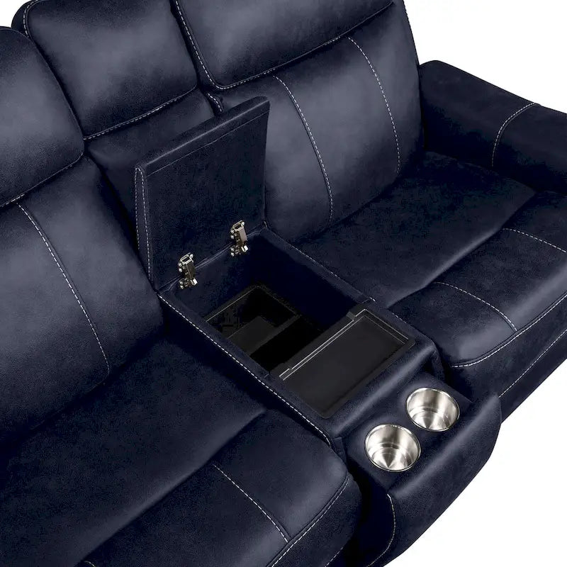 Causeuse inclinable électrique avec console en similicuir
