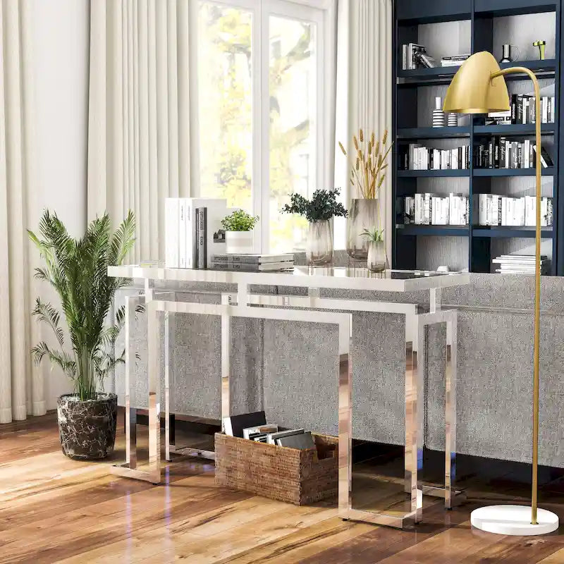 Table basse contemporaine de 52 pouces avec plateau en verre par
