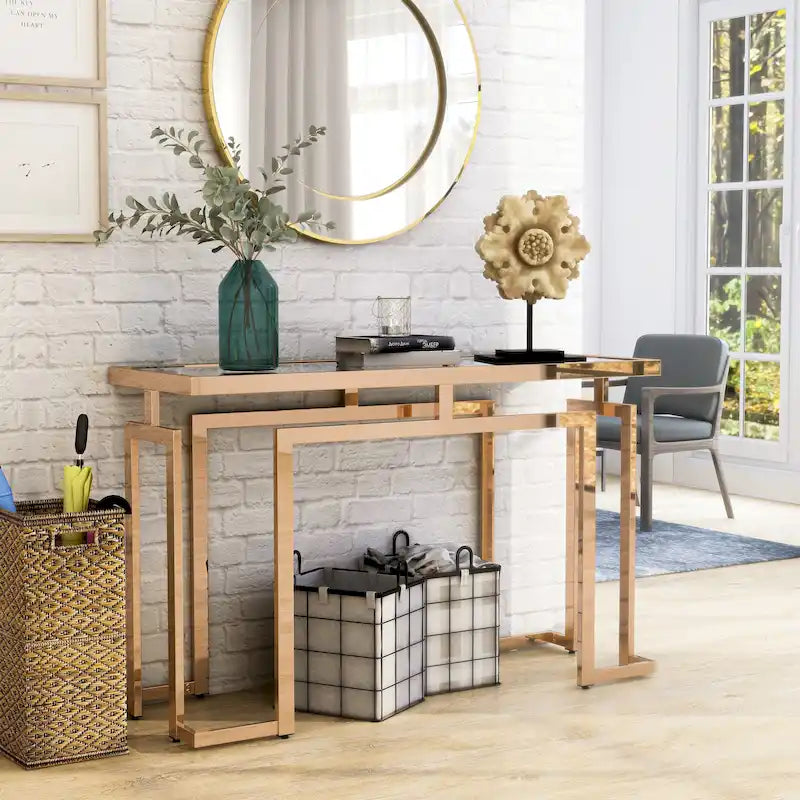Table basse contemporaine de 52 pouces avec plateau en verre par