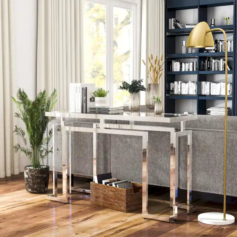 Table basse contemporaine de 52 pouces avec plateau en verre par
