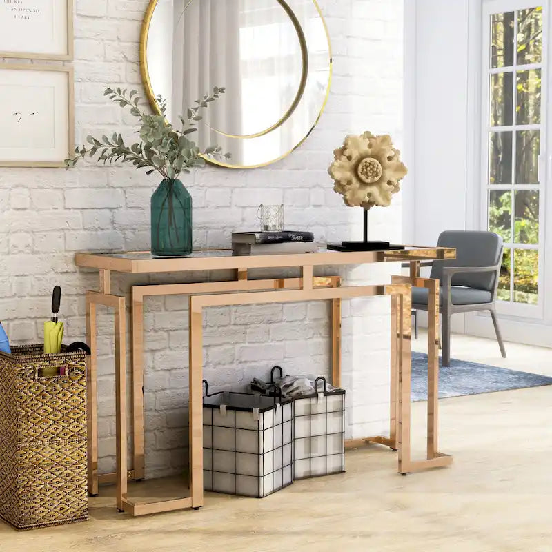 Table basse contemporaine de 52 pouces avec plateau en verre par