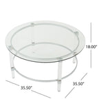 Table basse ronde en verre par - 35,5L x 35,5W x 18H