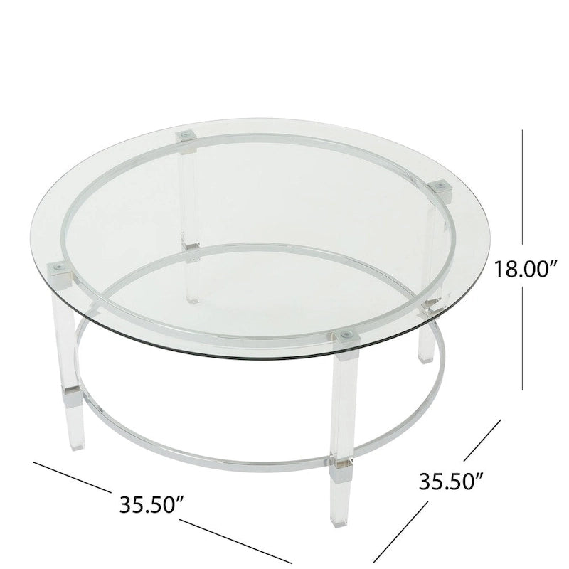 Table basse ronde en verre par - 35,5L x 35,5W x 18H