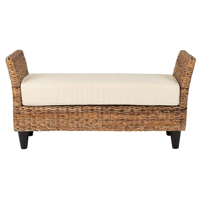 Banc en abaca naturel tressé avec coussin par