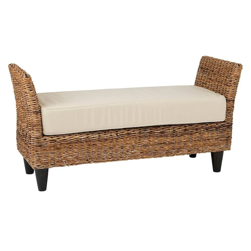 Banc en abaca naturel tressé avec coussin par
