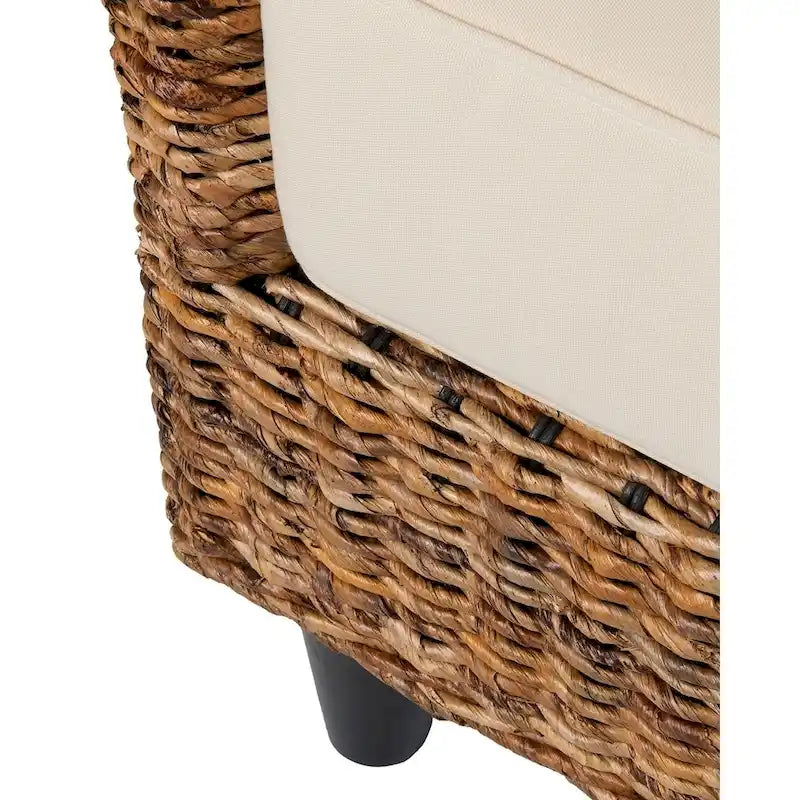 Banc en abaca naturel tressé avec coussin par
