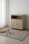 Chariot de cuisine micro-ondes avec armoire à 2 portes (Hêtre)