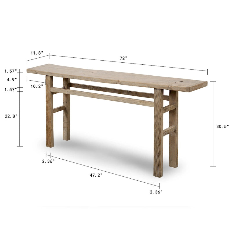 Console Vintage Patinée Naturel 72x12x30H