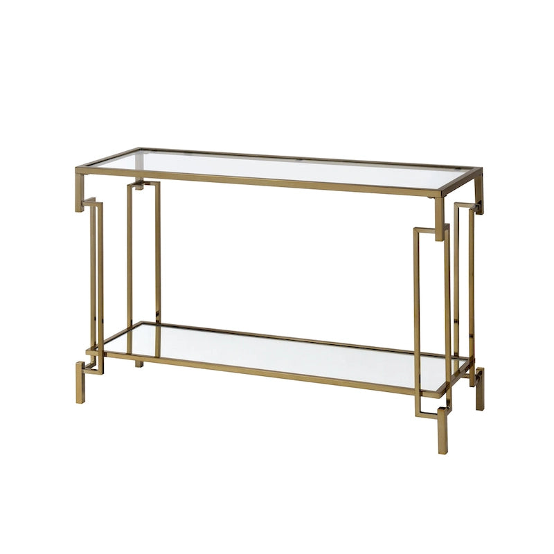 Table de canapé à plateau en verre et 1 étagère de 43 pouces par
