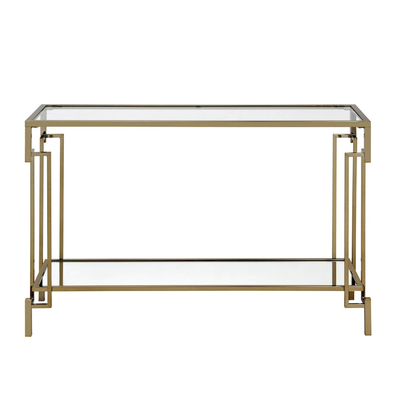 Table de canapé à plateau en verre et 1 étagère de 43 pouces par
