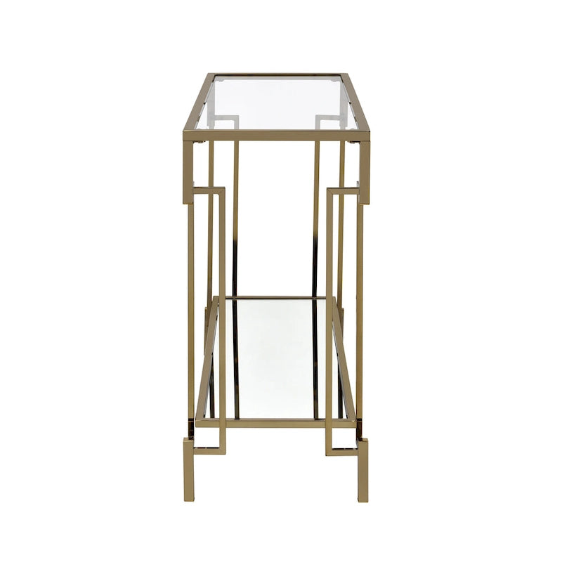 Table de canapé à plateau en verre et 1 étagère de 43 pouces par