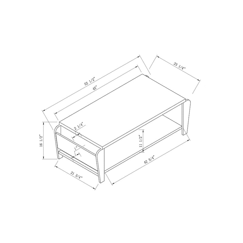 Table basse contemporaine marron 1 étagère de 142 cm par