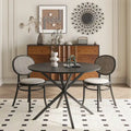 Table à manger ronde moderne avec pieds croisés, plateau amovible en deux parties