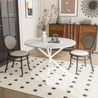Table à manger ronde moderne avec pieds croisés, plateau amovible en deux parties