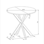 Table à manger ronde moderne avec pieds croisés, plateau amovible en deux parties