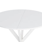 Table à manger ronde moderne avec pieds croisés, plateau amovible en deux parties