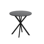 Table à manger ronde moderne avec pieds croisés, plateau amovible en deux parties