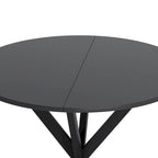 Table à manger ronde moderne avec pieds croisés, plateau amovible en deux parties