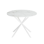 Table à manger ronde moderne avec pieds croisés, plateau amovible en deux parties