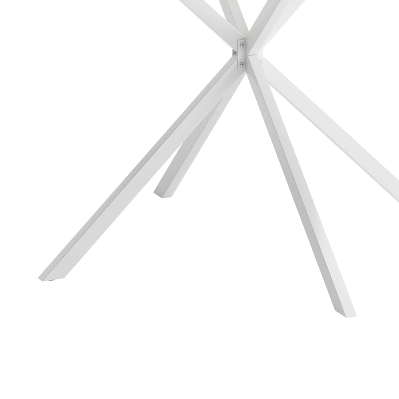 Table à manger ronde moderne avec pieds croisés, plateau amovible en deux parties