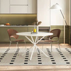 Table à manger ronde moderne avec pieds croisés, plateau amovible en deux parties